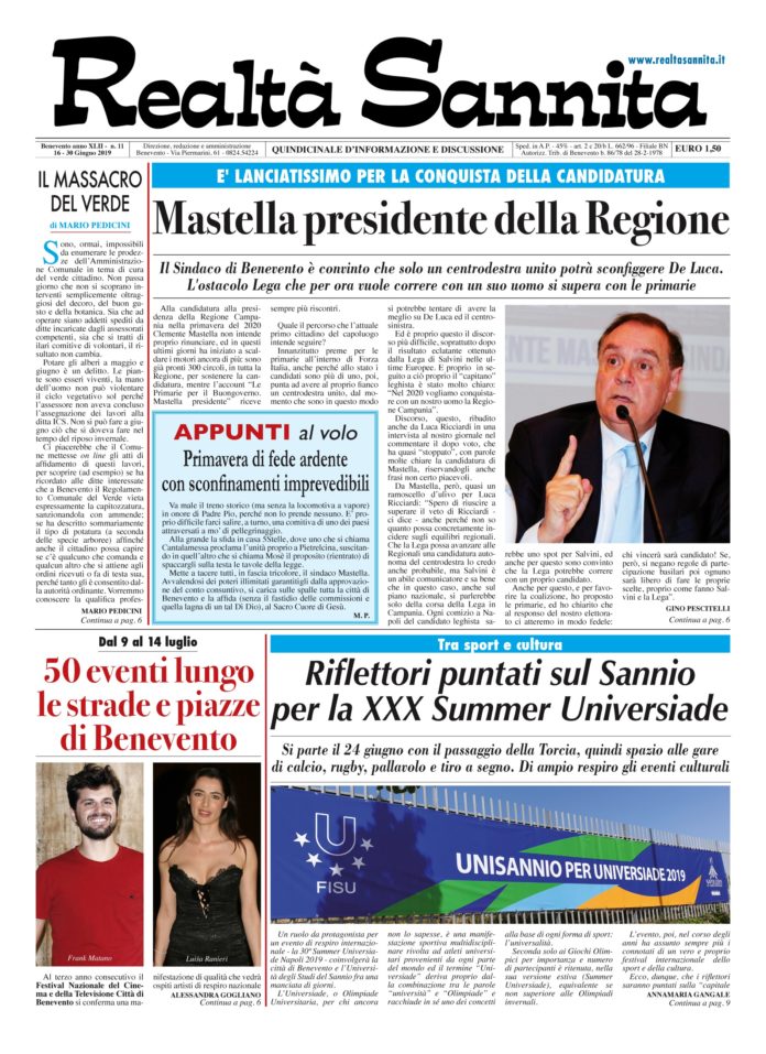REALTA' SANNITA n° 11 - 2019 (Prima Pagina)