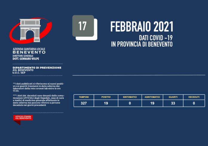 ASL coronavirus 17 febbraio 2021