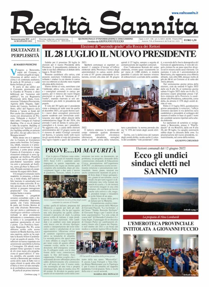 REALTA' SANNITA n° 11 - 2022 (Prima Pagina)
