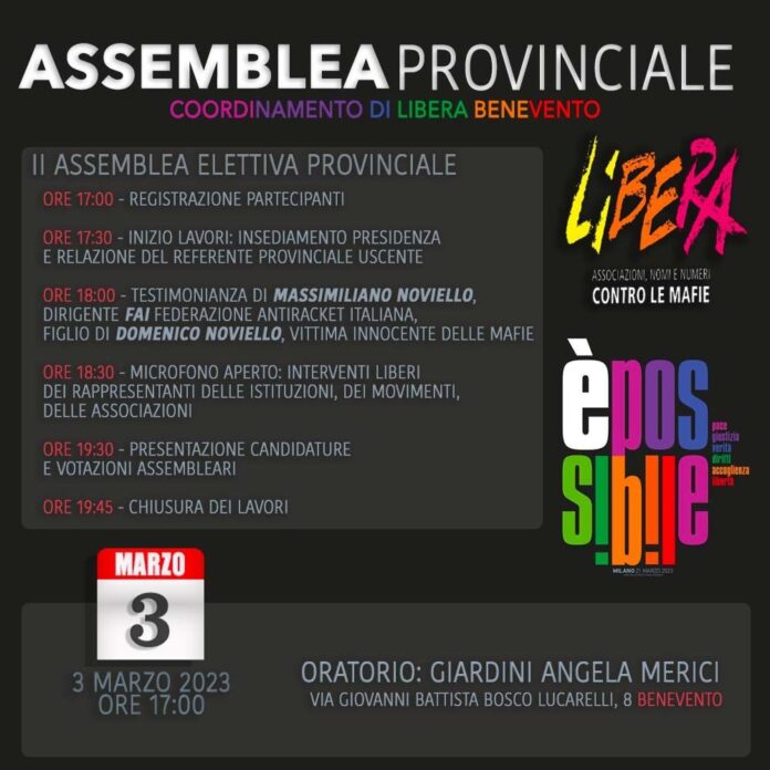 Locandina Assemblea provinciale Libera Benevento