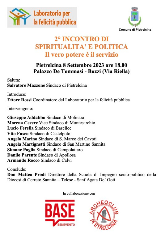 Locandina incontro_Il vero potere è il servizio_Pietrelcina 8 settembre ore 18.00