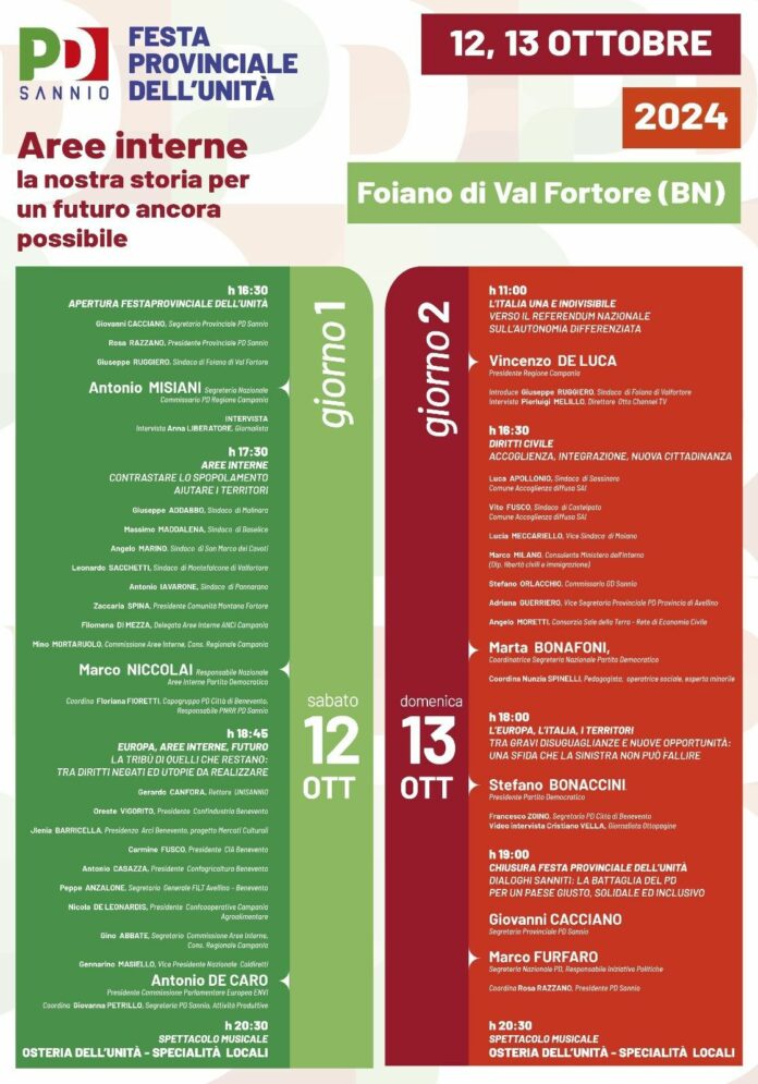 Festa Provinciale Unità 2024 - PROGRAMMA