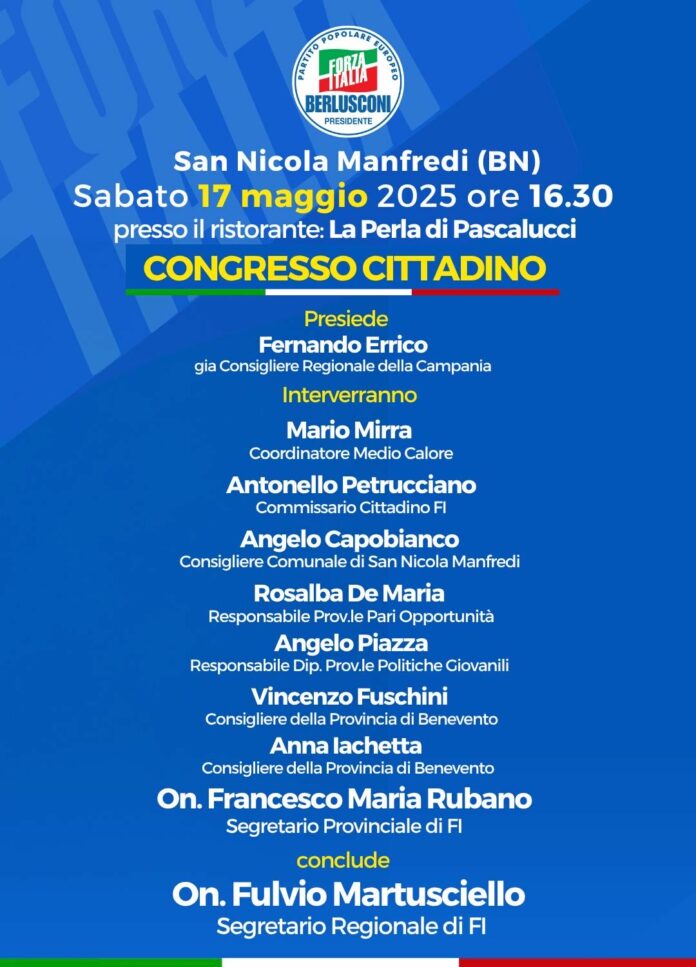FORZA ITALIA CONGRESSO CITTADINO SAN NICOLA MANFREDI