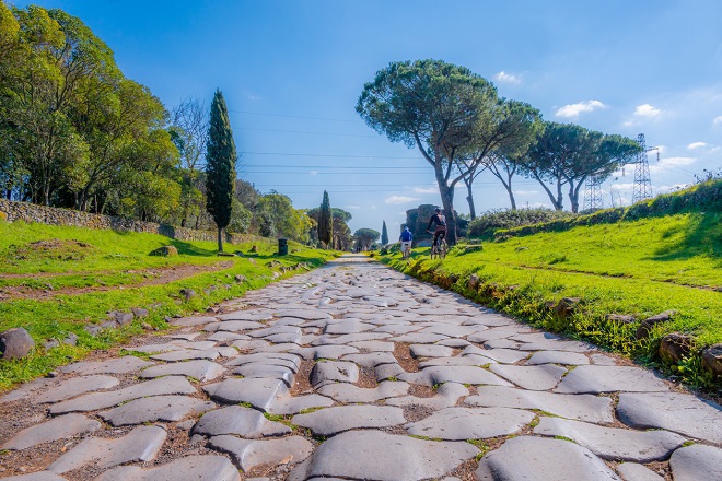 Rome (Italy) - The archeological historic street of Rome, named Appia Antica.