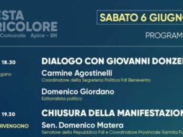 Festa Provinciale Tricolore ad Apice, oggi arrivano Cirielli e Donzelli